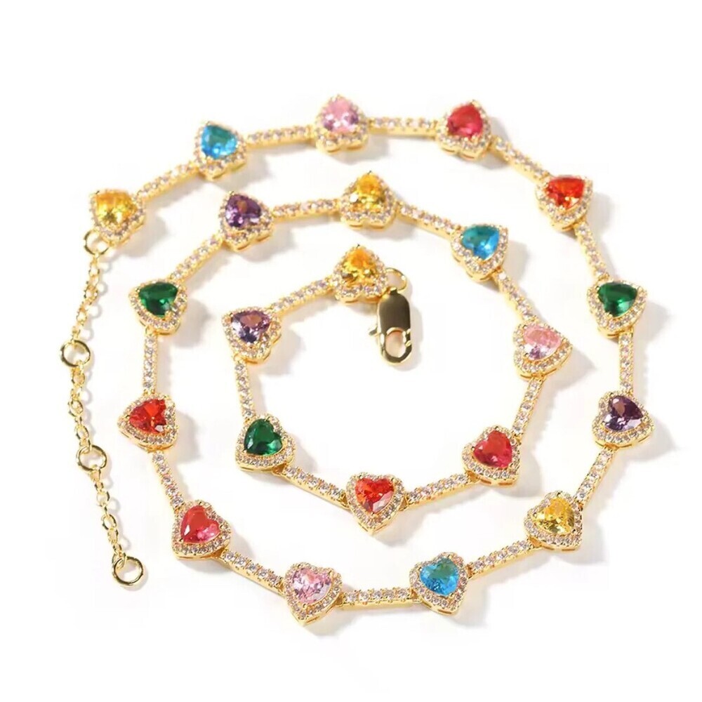 Icy multi colored heart necklace